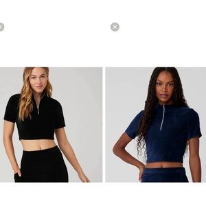 Alo micro corduroy winter break mock neck limited edition navy and black